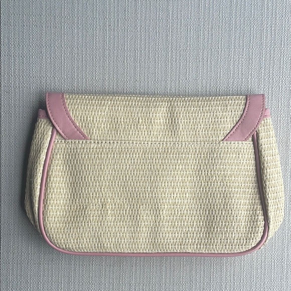 Lancome raffia straw Clutch cosmetics pouch cream/pink - Picture 6 of 15